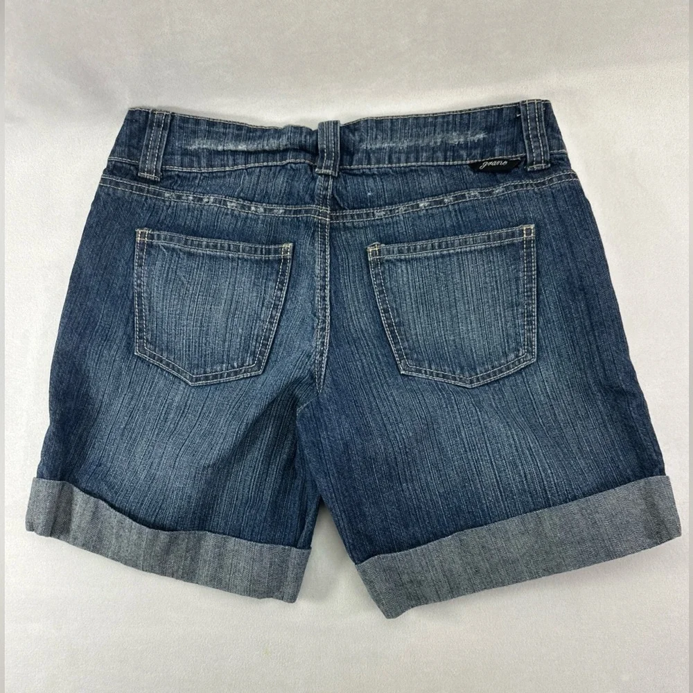 Grane Blue Denim Cuffed Distressed Jean Shorts